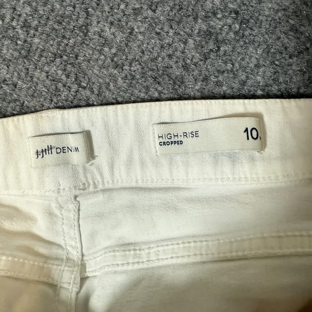 J.Jill Jeans Womens‎ 10 White HIgh Rise Cropped Denim Pants Stretch Waist